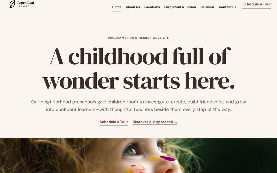 Field and Forest website design Field and Forest Good School Websites template shown on desktop