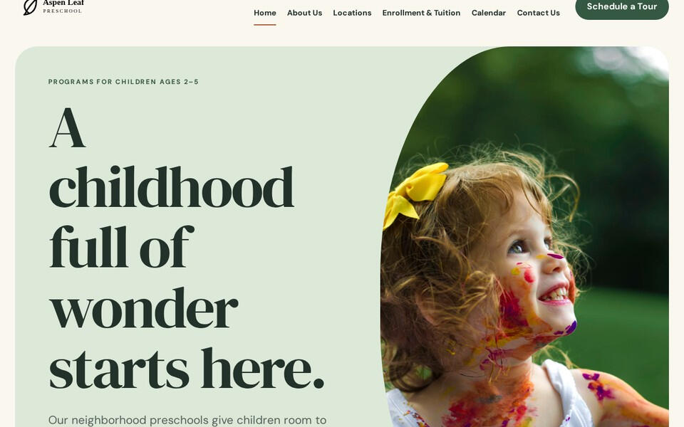 Garden House website design Garden House Good School Websites template shown on desktop